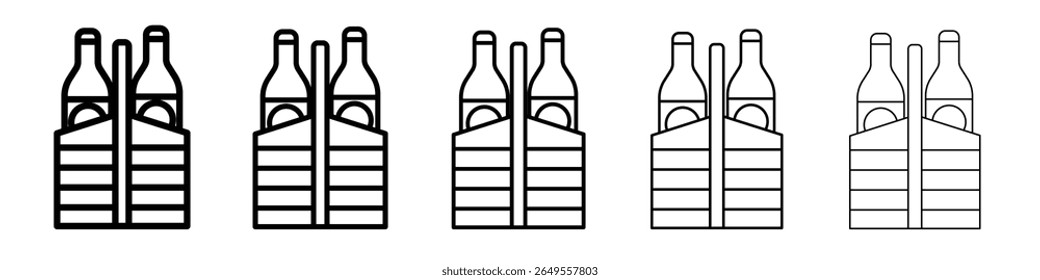 beer bottles in basket icon flat simple outline logo