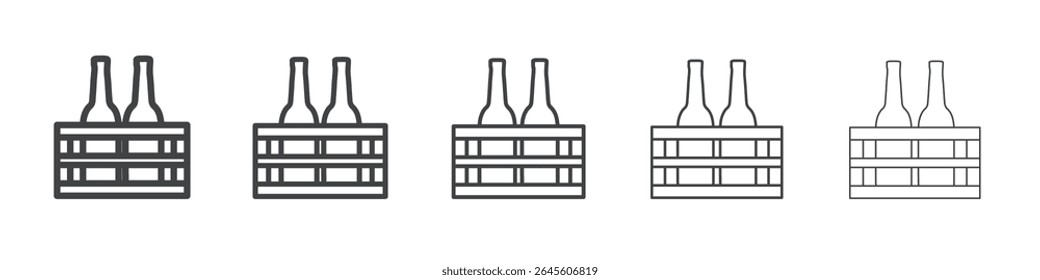 beer bottles in basket icon outline ilustration vector symbol