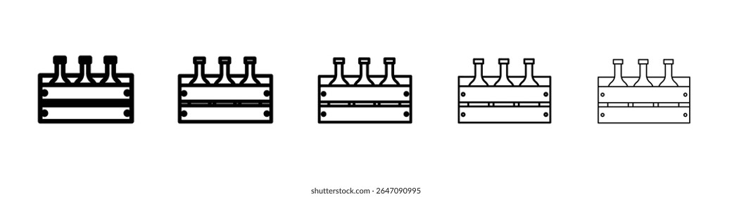 beer bottles in basket icon vector outline symbol or illustration