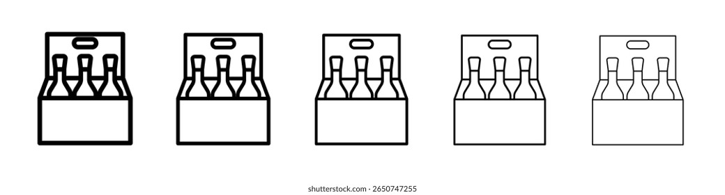 beer bottles in basket icon vector outline symbol or illustration