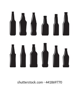 beer bottles: black, isolated icons set on white background