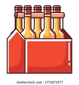 Beer bottles box design, Pub alcohol bar brewery drink ale and lager theme Vector illustration