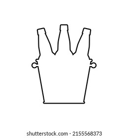 Botellas de cerveza en un cubo. Ilustración vectorial sobre fondo blanco. 