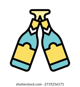 Ilustración vectorial de las alegrías de las botellas de cerveza, icono lleno del estilo