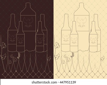 Beer bottles, containers for beer, labels for alcohol, A variety of vector vintage beer bottle