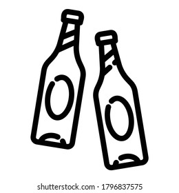 Beer Bottles Flat Icon Isolated On White Background