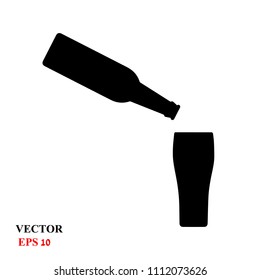 beer bottles and glass. vector illustration
