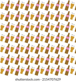 
Beer in bottles and glasses, vector pattern for commercial use.