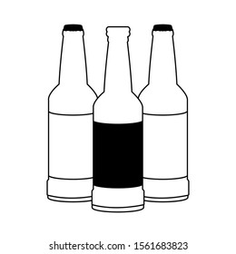 beer bottles icon over white background, vector illustration