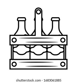 Beer bottles icons in a wooden box - Vector