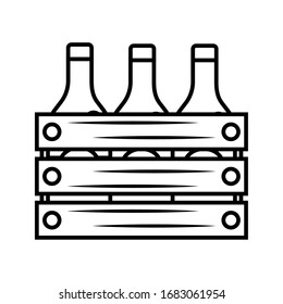 Beer bottles icons in a wooden box - Vector
