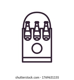 Beer bottles inside box line style icon design, alcohol Pub or bar brewery drink.  Ale or lager Vector illustration theme