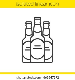 Beer bottles linear icon. Thin line illustration. Contour symbol. Vector isolated outline drawing