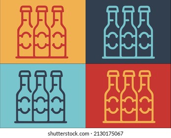 Plantilla de logotipo de botellas de cerveza, icono sencillo y plano de la cerveza, vidrio, botella