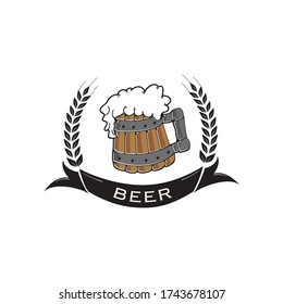 Beer bottles logo vector illustration. emblem brewery design for bar, club and grill.