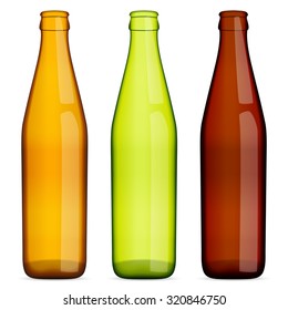 Beer bottles on a white background.