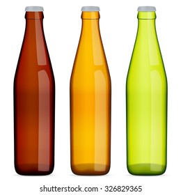 Beer bottles on a white background.
