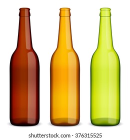 Beer bottles on a white background.