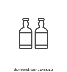 Beer bottles outline icon. linear style sign for mobile concept and web design. Two lager beer bottle simple line vector icon. Symbol, logo illustration. Pixel perfect vector graphics