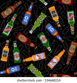 beer bottles seamless pattern