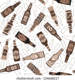 Beer Bottles Seamless Pattern