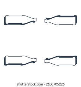 Beer bottles seamless pattern. Line art style. Outline image. Black and white repeat template. Party drinks concept. Illustration on white background. Flat design style for any purposes. Vector.