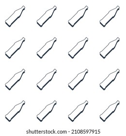 Beer bottles seamless pattern. Line art style. Outline image. Black and white repeat template. Party drinks concept. Illustration on white background. Flat design style for any purposes. Vector.
