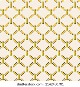 Beer bottles seamless pattern. Line art style. Outline image. Color repeat template. Party drinks concept. Illustration on background. Flat design style for any purposes. Vector.
