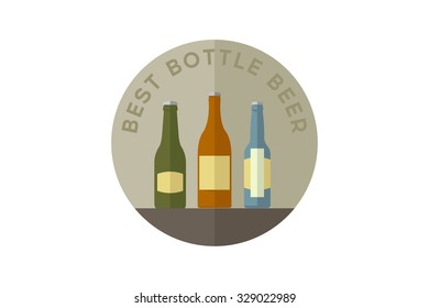 Beer bottles set with label isolated on white background. 