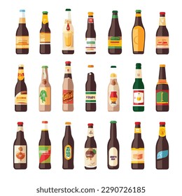 Botellas de cerveza conjunto vector ilustración aislada