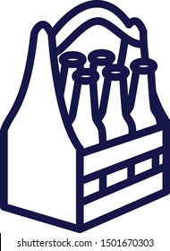 Beer bottles set in the wooden box isolated on the white background. Flat design. Vector illustration. Oktoberfest theme.