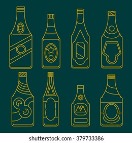 Beer bottles vector collection.