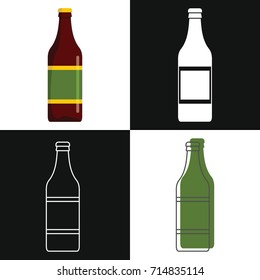 Beer bottles vector isolated on white background. Mock up of Beer bottle good in four styles for presentation of Beer labels.