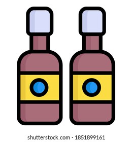 beer bottles vector outline colored icon. Modern colored outline symbols. Collection of traditional elements.