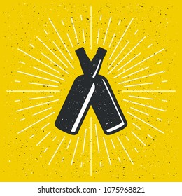 beer bottles vintage design on yellow background