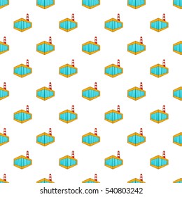 Beer bottling building pattern. Cartoon illustration of beer bottling building vector pattern for web
