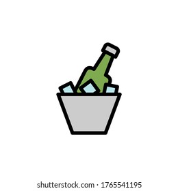 Beer bowl, ice colored icon. Simple color element illustration. Beer bowl, ice concept outline symbol design from Bar set. Can be used for web and mobile