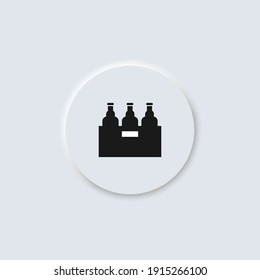 Caja de cerveza, icono de diseño de neumorfismo vectorial de barra