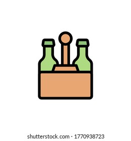 Bier-Box, Bier-Symbol. Einfache Farbe mit umrissenen Vektorelementen internationaler Biertagssymbole für i und ux, Website oder mobile Anwendungen