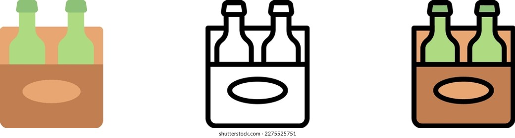 Beer box, icono vector de cervezas en diferentes estilos. Línea, color, contorno relleno