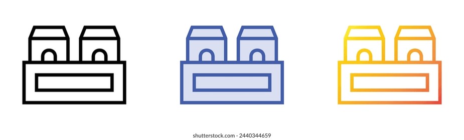Icono de la caja de cerveza. Diseño de estilo de relleno lineal, azul y degradado aislado sobre fondo blanco