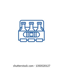 Beer box line icon concept. Beer box flat  vector symbol, sign, outline illustration.