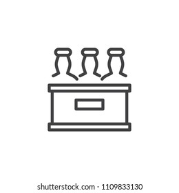 Beer box outline icon. linear style sign for mobile concept and web design. Pack of beer bottles simple line vector icon. Symbol, logo illustration. Pixel perfect vector graphics