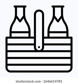 Beer Box Vector icon, Alcohol Drink, Beer Bottle Vector Icon, Packaging Beer, Fourth Of July Icon, Vector Style Lineal Icon. 