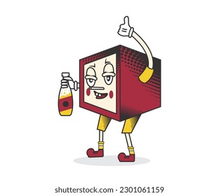 beer box vintage mascot illustration
