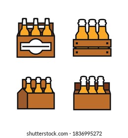 Beer in boxes. Packaging of beer bottles in boxes. Alcoholic beverage. Oktoberfest. Vector illustration isolated on a white background for design and web.