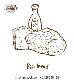 Beer bread bread vector drawing. Food sketch of yeast bread, usually known in Europe, USA. Bakery illustration series.