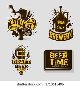 Beer Brew Brewery Alcohol Related Vector Illustrations Designs.