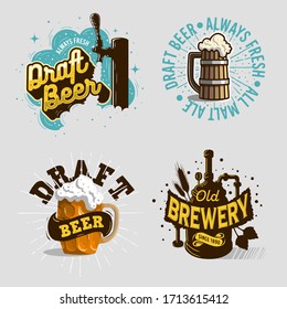 Beer Brew Brewery Alcohol Related Vector Illustrations Designs.