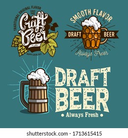 Beer Brew Brewery Alcohol Related Vector Illustrations Designs.